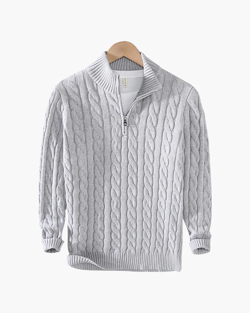 【MODERNIF】Revan Half Zip-Up Cable Knit Cable Knit Half-Zip Pullover
